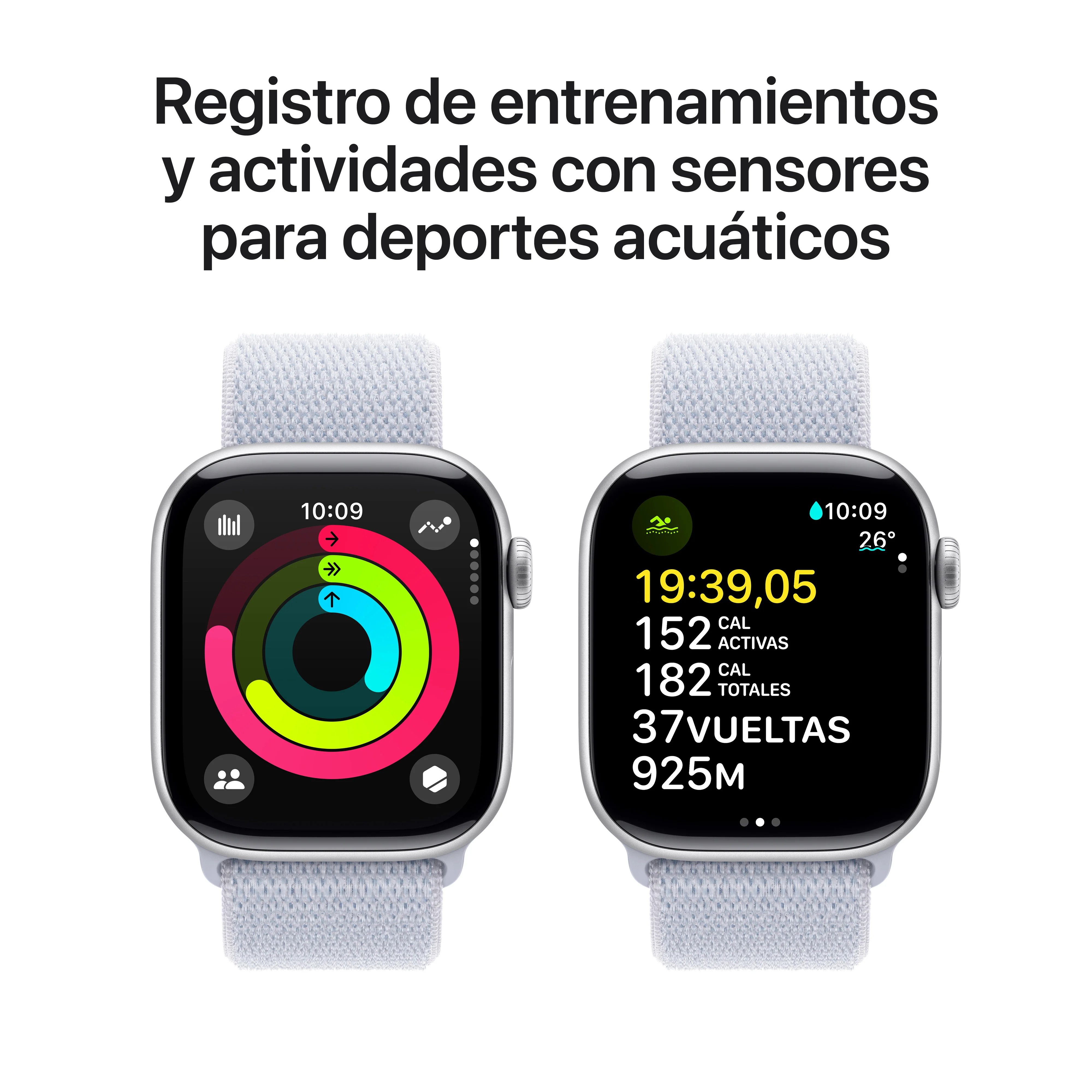 Apple Watch Series 10 GPS • Caja de aluminio color plata de 42 mm • Correa loop deportiva azul nube - Image 4