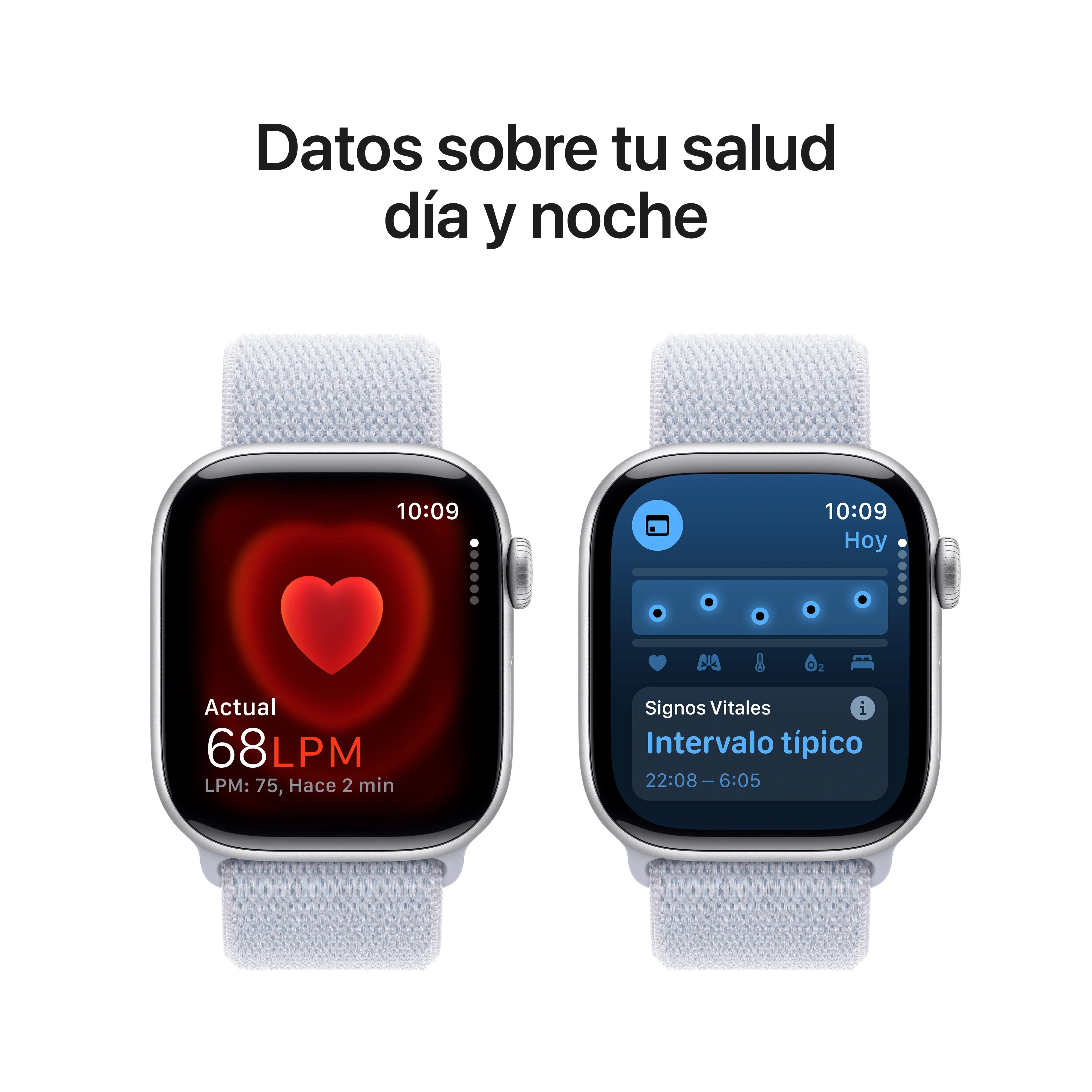 Apple Watch Series 10 GPS • Caja de aluminio color plata de 42 mm • Correa loop deportiva azul nube - Image 5