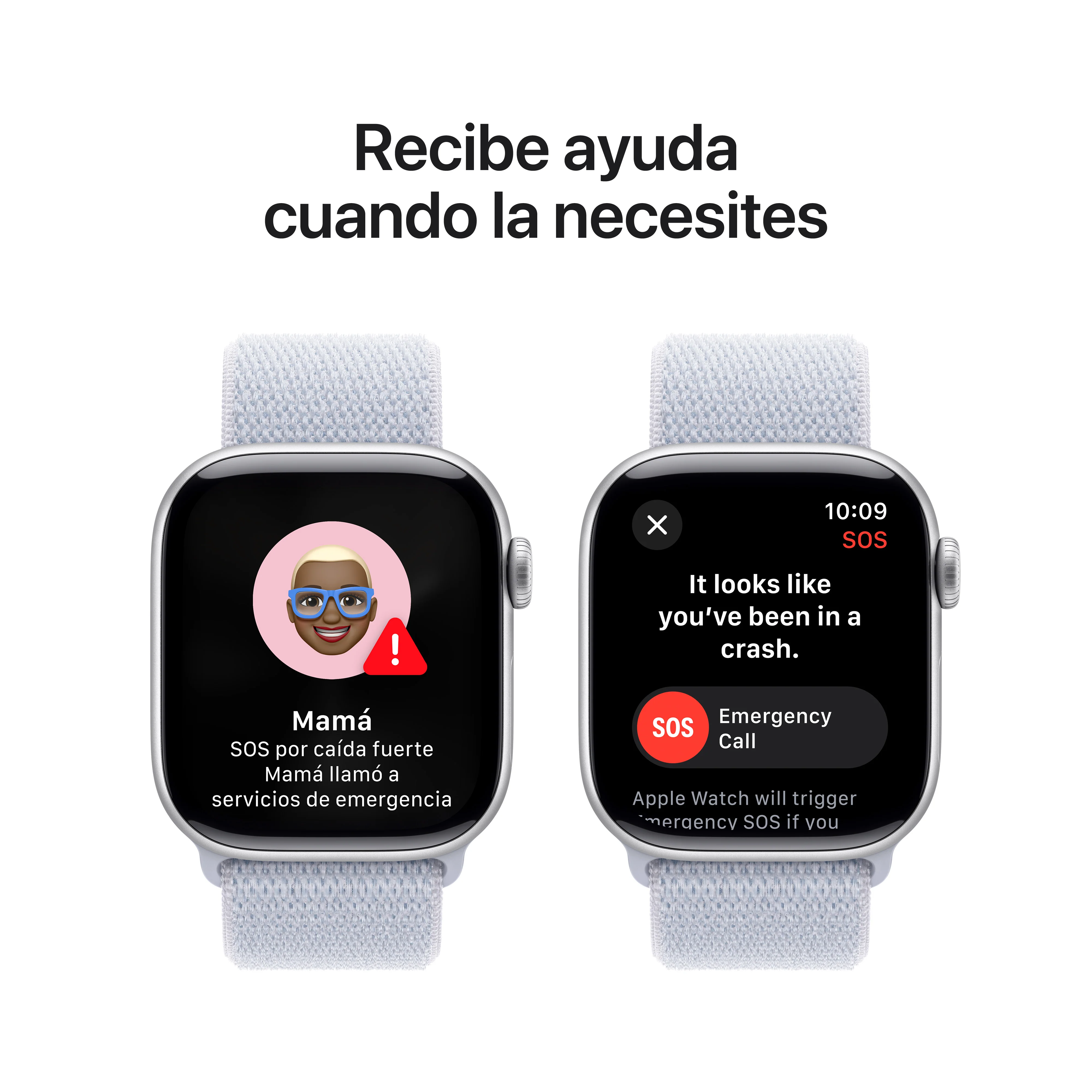 Apple Watch Series 10 GPS • Caja de aluminio color plata de 42 mm • Correa loop deportiva azul nube - Image 6