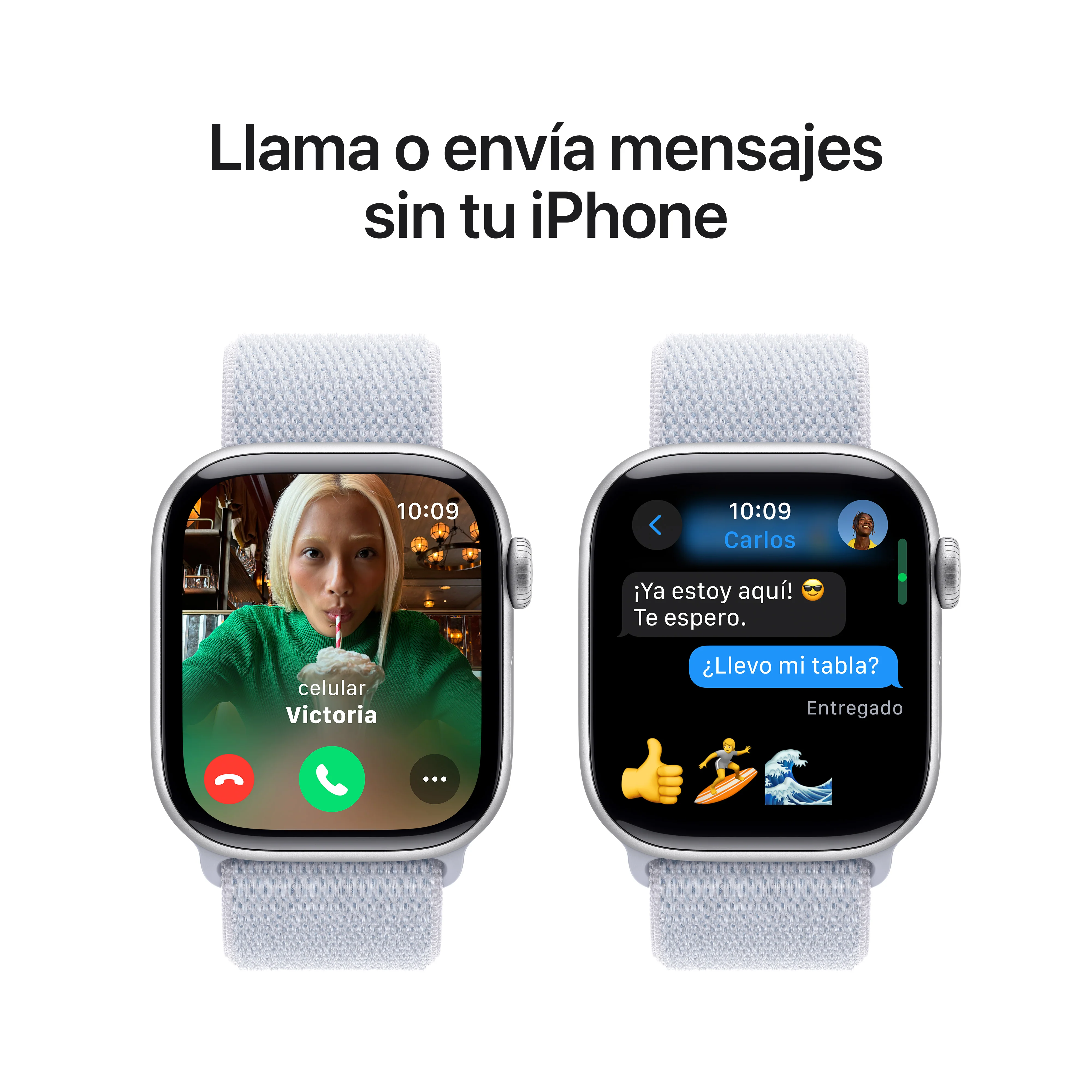 Apple Watch Series 10 GPS • Caja de aluminio color plata de 42 mm • Correa loop deportiva azul nube - Image 7