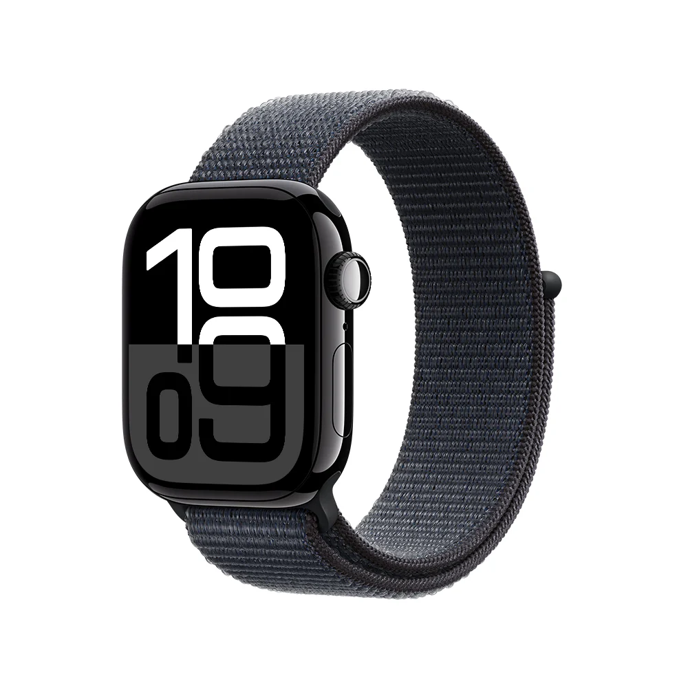 Apple Watch Series 10 GPS • Caja de aluminio negro azabache de 42 mm • Correa loop deportiva color tinta