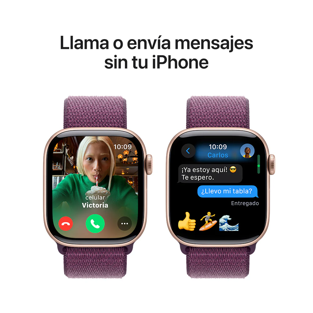 Apple Watch Series 10 GPS • Caja de aluminio color oro rosa de 42 mm • Correa loop deportiva color ciruela - Image 7