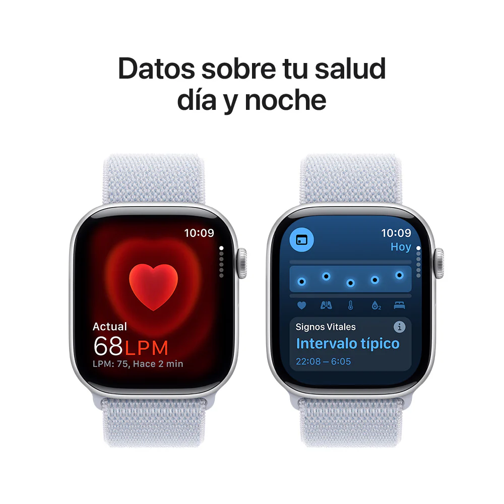 Apple Watch Series 10 GPS • Caja de aluminio color plata de 46 mm • Correa loop deportiva azul nube - Image 5