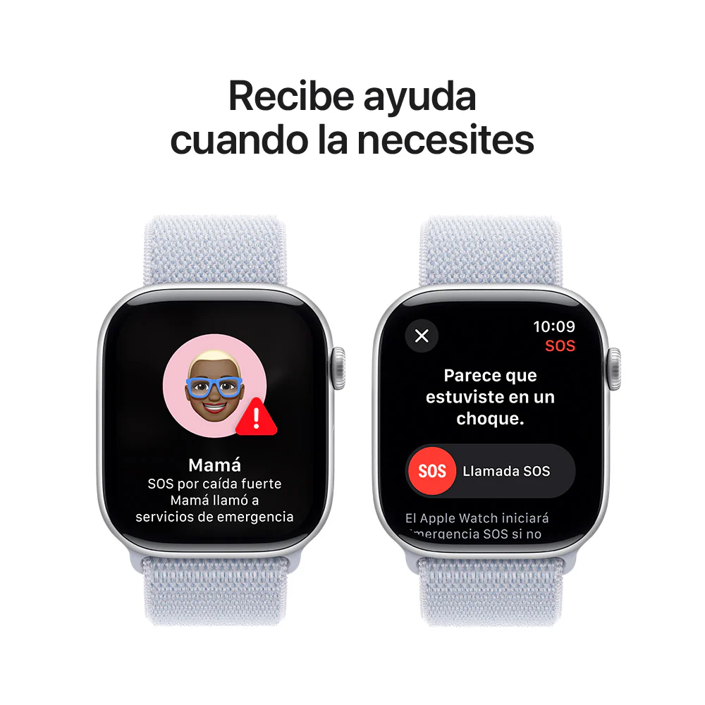 Apple Watch Series 10 GPS • Caja de aluminio color plata de 46 mm • Correa loop deportiva azul nube - Image 6