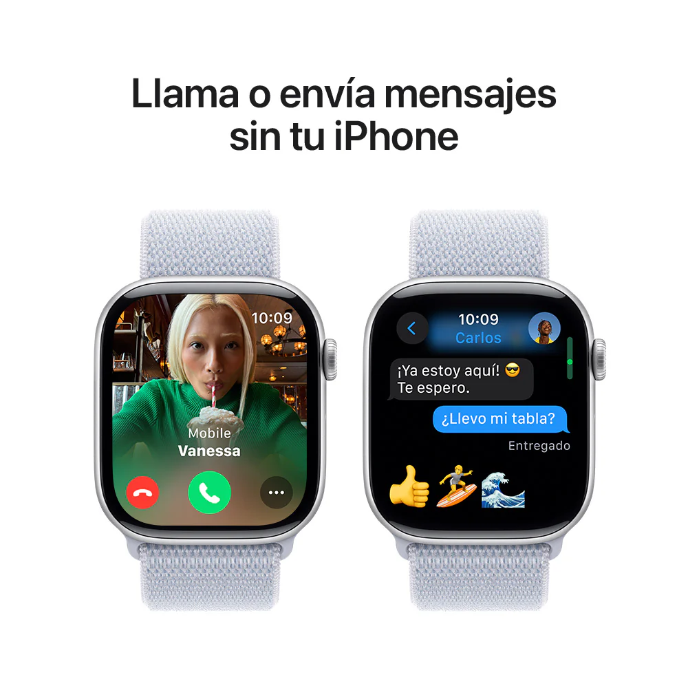 Apple Watch Series 10 GPS • Caja de aluminio color plata de 46 mm • Correa loop deportiva azul nube - Image 7