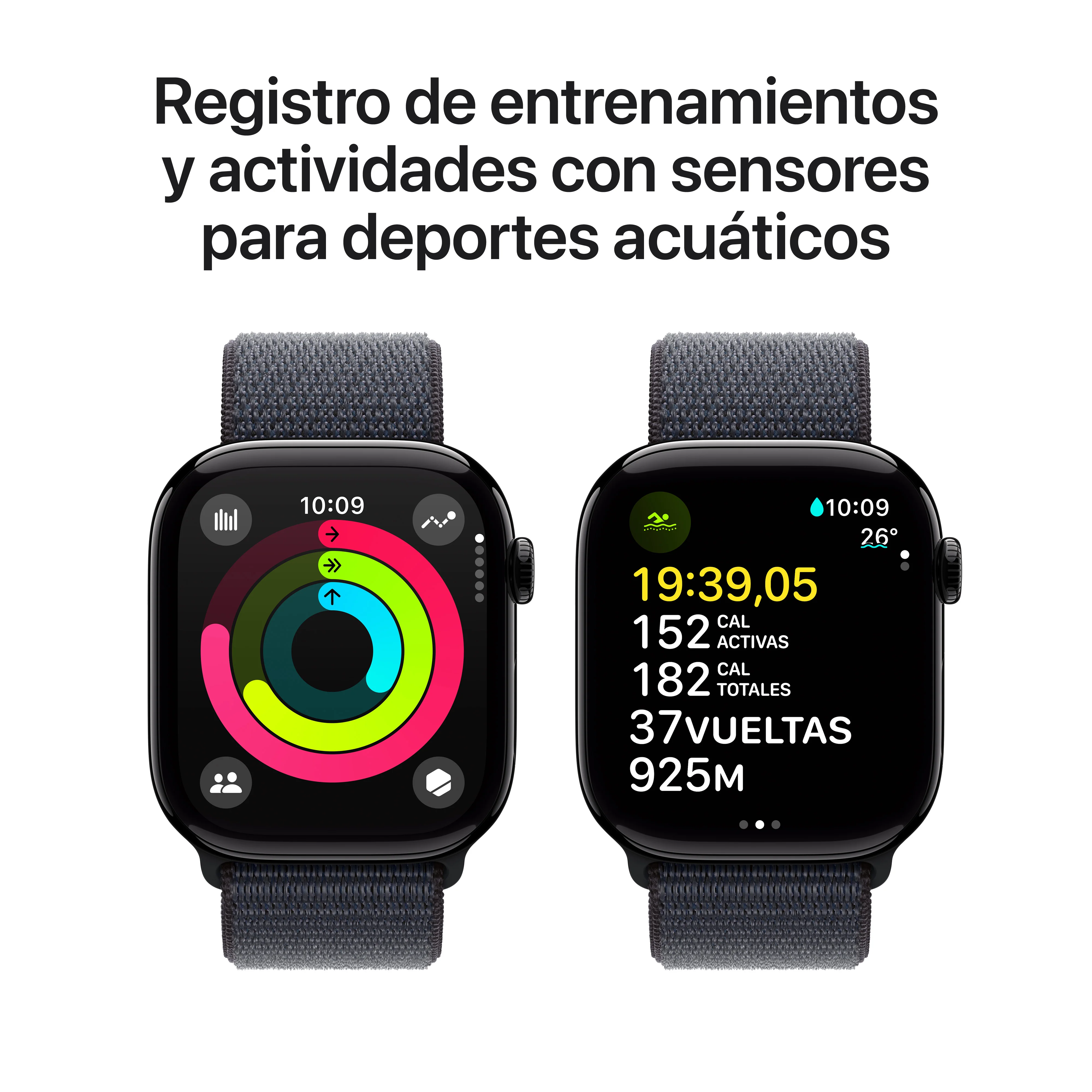 Apple Watch Series 10 GPS • Caja de aluminio negro azabache de 46 mm • Correa loop deportiva color tinta - Image 4