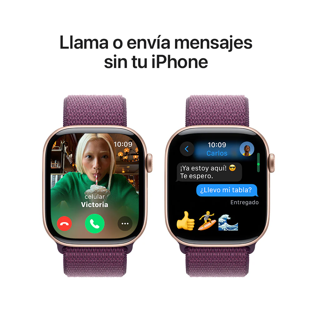 Apple Watch Series 10 GPS • Caja de aluminio color oro rosa de 46 mm • Correa loop deportiva color ciruela - Image 7