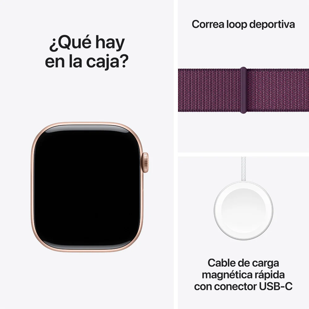 Apple Watch Series 10 GPS • Caja de aluminio color oro rosa de 46 mm • Correa loop deportiva color ciruela - Image 9