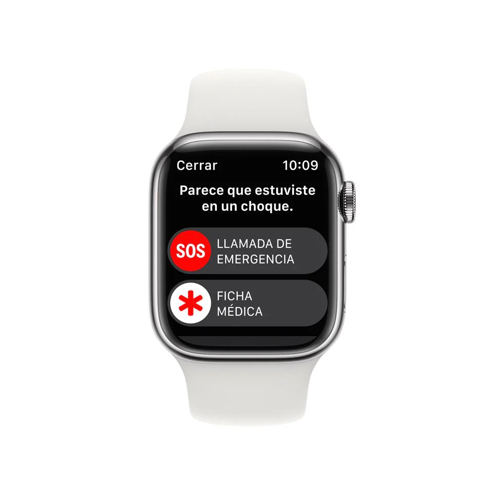 Apple Watch Series 8 (GPS + Cellular) - Caja de acero inoxidable en plata de 41 mm - Correa deportiva blanca - Talla única - Image 6