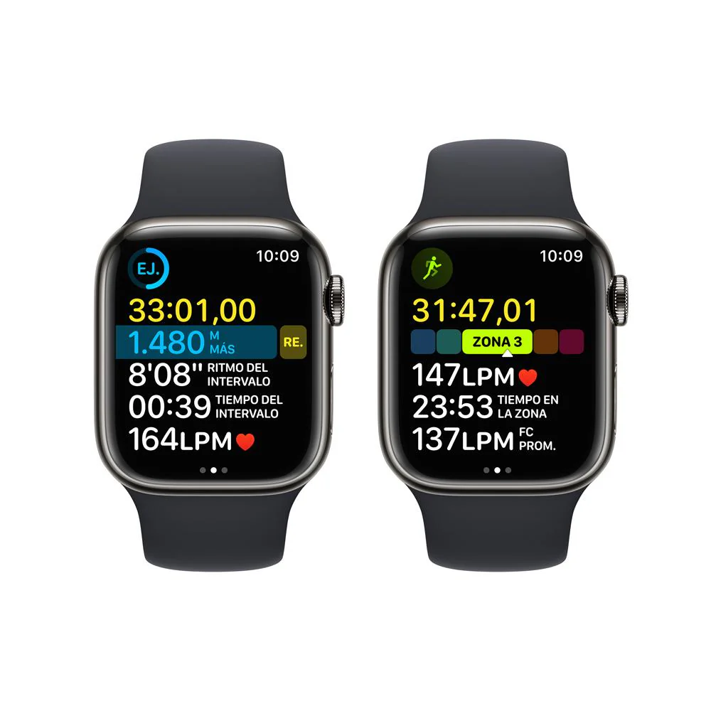 Apple Watch Series 8 (GPS + Cellular) - Caja de acero inoxidable en grafito de 41 mm - Correa deportiva en color medianoche - Talla única - Image 7