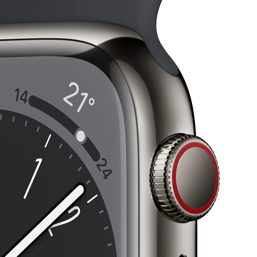 Apple Watch Series 8 (GPS + Cellular) - Caja de acero inoxidable en grafito de 45 mm - Correa deportiva en color medianoche - Talla única - Image 3