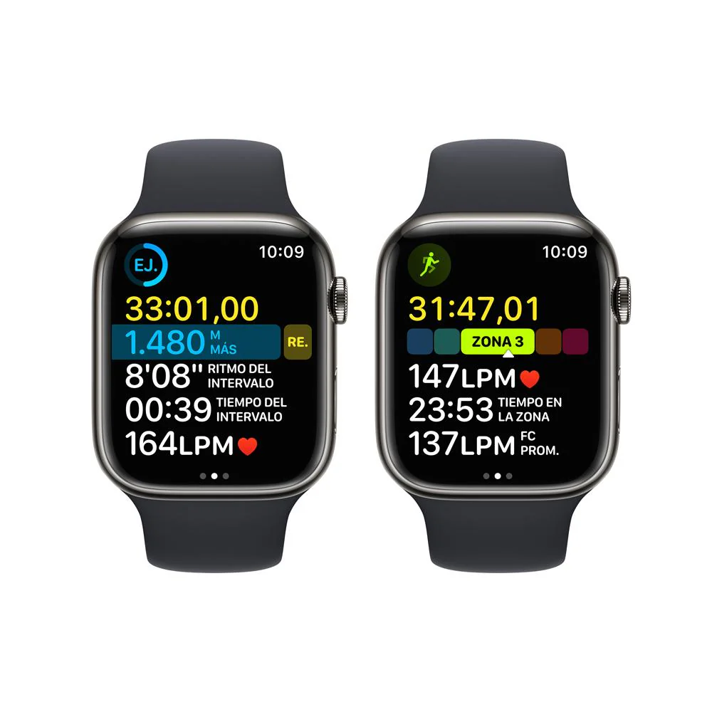 Apple Watch Series 8 (GPS + Cellular) - Caja de acero inoxidable en grafito de 45 mm - Correa deportiva en color medianoche - Talla única - Image 7