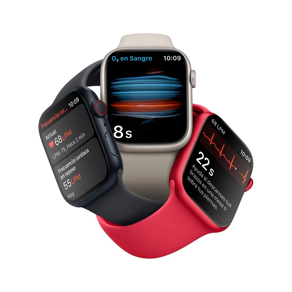 Apple Watch Series 8 (GPS + Cellular) - Caja de aluminio en plata de 45 mm - Correa deportiva blanca - Talla única - Image 5