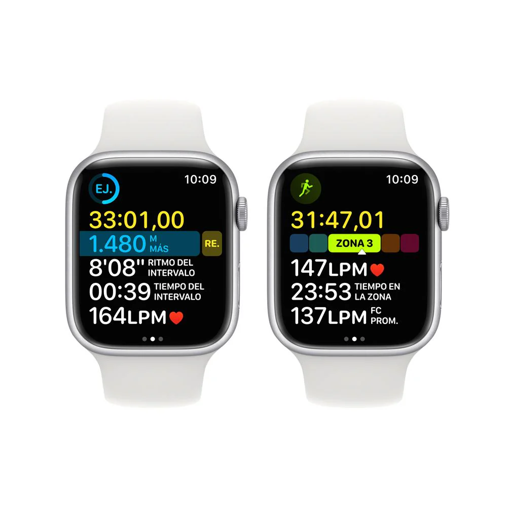 Apple Watch Series 8 (GPS) - Caja de aluminio en plata de 45 mm - Correa deportiva blanca - Talla única - Image 7