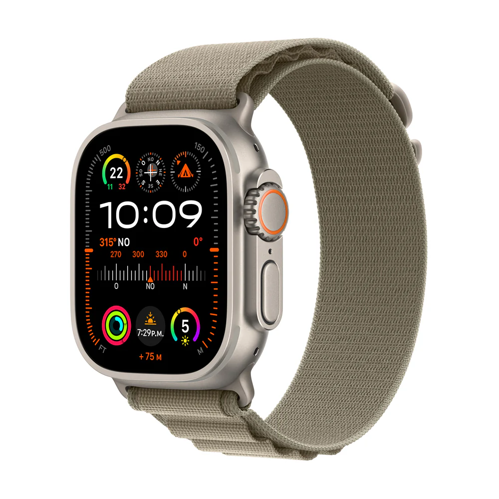 Apple Watch Ultra 2 GPS + Cellular • Caja de titanio de 49 mm • Correa Alpine verde oliva - M