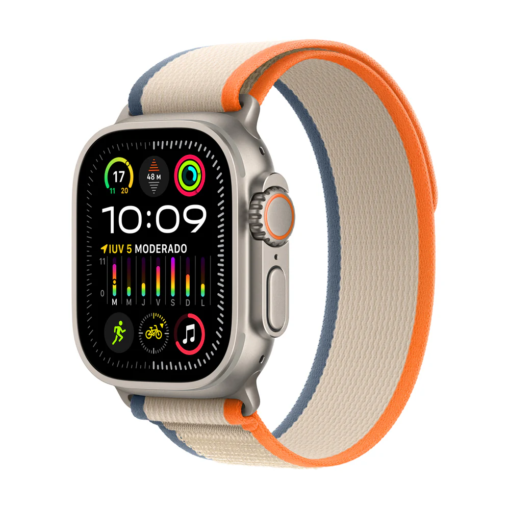 Apple Watch Ultra 2 GPS + Cellular • Caja de titanio de 49 mm • Correa Trail naranja/beige - M/L