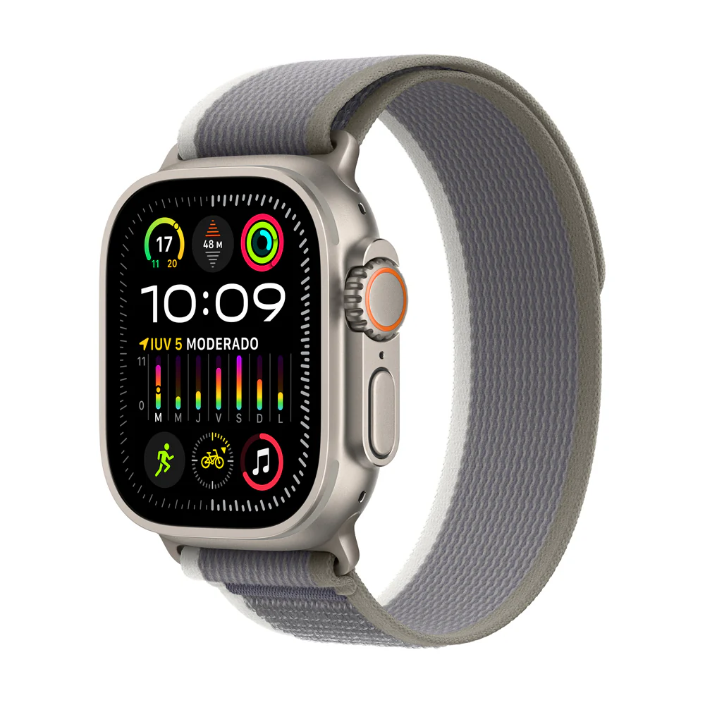 Apple Watch Ultra 2 GPS + Cellular • Caja de titanio de 49 mm • Correa Trail verde/gris - M/L