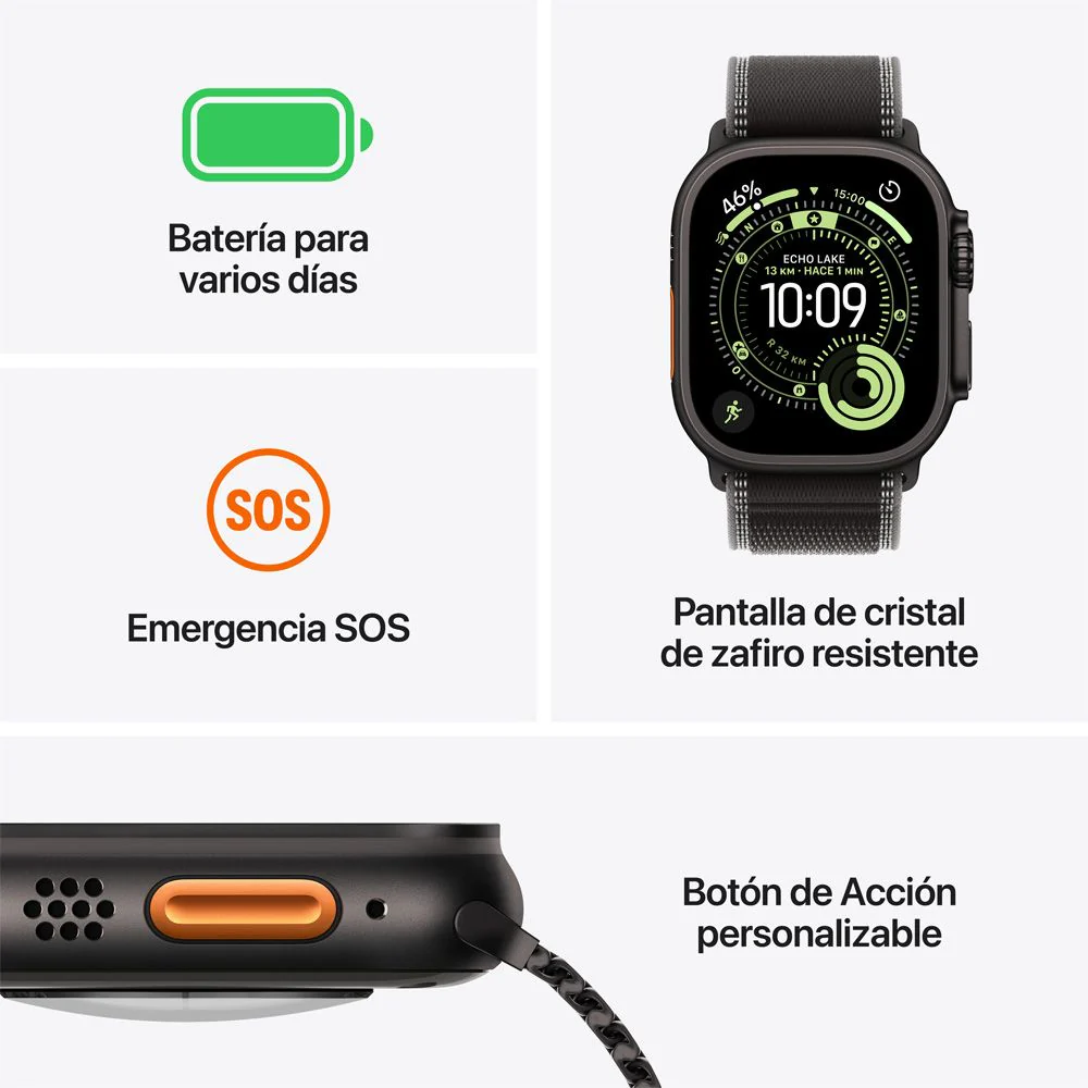 Apple Watch Ultra 3 GPS + Cellular • Caja de titanio natural de 49 mm • Correa Ocean azul ancla - Image 3