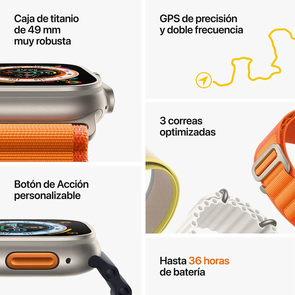 Apple Watch Ultra (GPS + Cellular) - Caja de titanio de 49 mm - Correa Loop Trail azul/gris - Talla S/M - Image 8