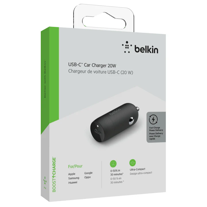 Cargador Carro Belkin 20w - USB-C PD - Negro - Image 4