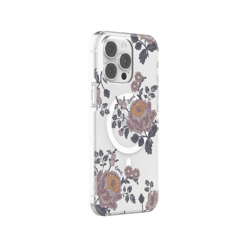 Case protectora Coach con MagSafe Para iPhone 14 Pro Max- Moody Floral/Púrpura - Image 4