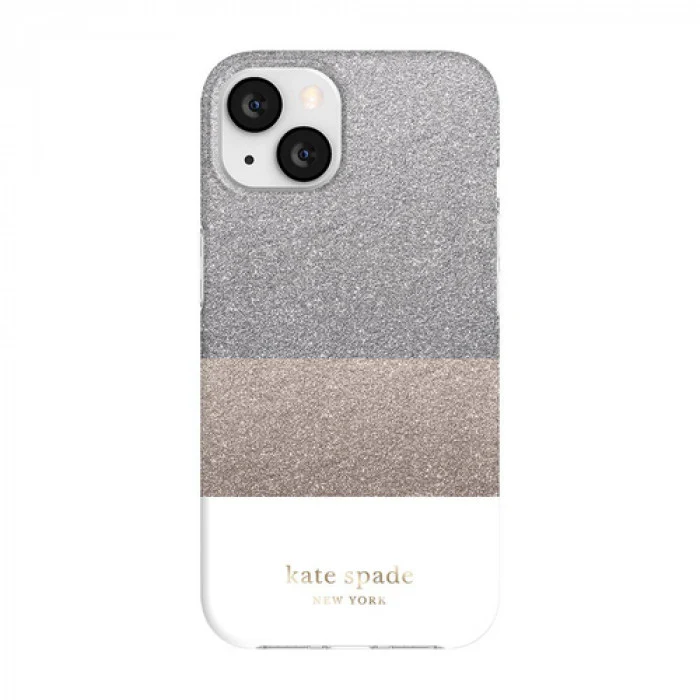 Case Kate Spade NY para iPhone 13 - Bloque Blanco/Plata/Oro/Glitter - Image 2