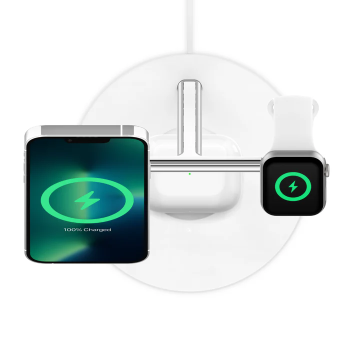 Base inalámbrica Belkin 3 en 1 compatible Con MagSafe 15W- Blanco - Image 2