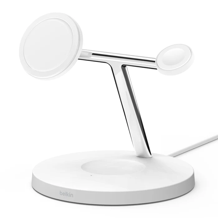 Base inalámbrica Belkin 3 en 1 compatible Con MagSafe 15W- Blanco - Image 5