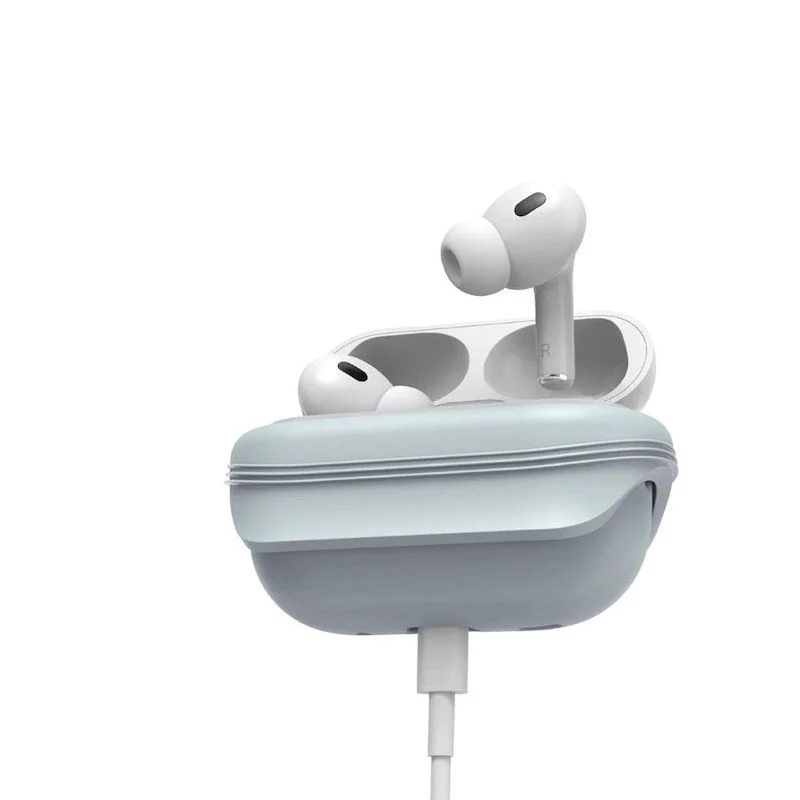 Case ESSENTIAL Para Airpods Pro (2ª Generacion) Azul Glacial/Cordon Naranja - Image 3