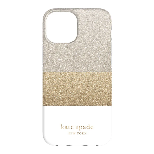Case Kate Spade NY para iPhone 13 Mini- Bloque Blanco/Plata/Oro/Glitter - Image 2