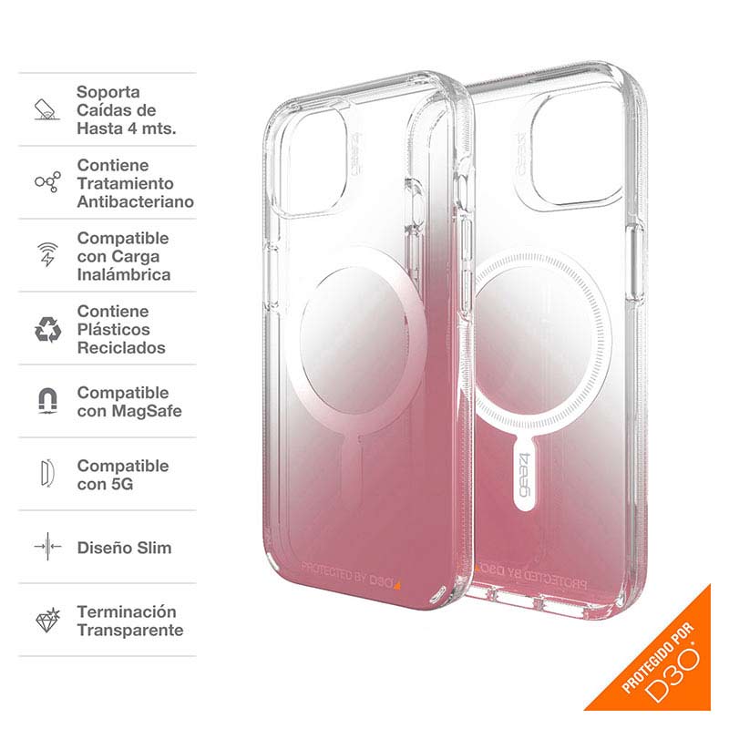 Case GEAR4 MILAN SNAP con MagSafe Para iPhone 13 - Transparente/rosa - Image 3