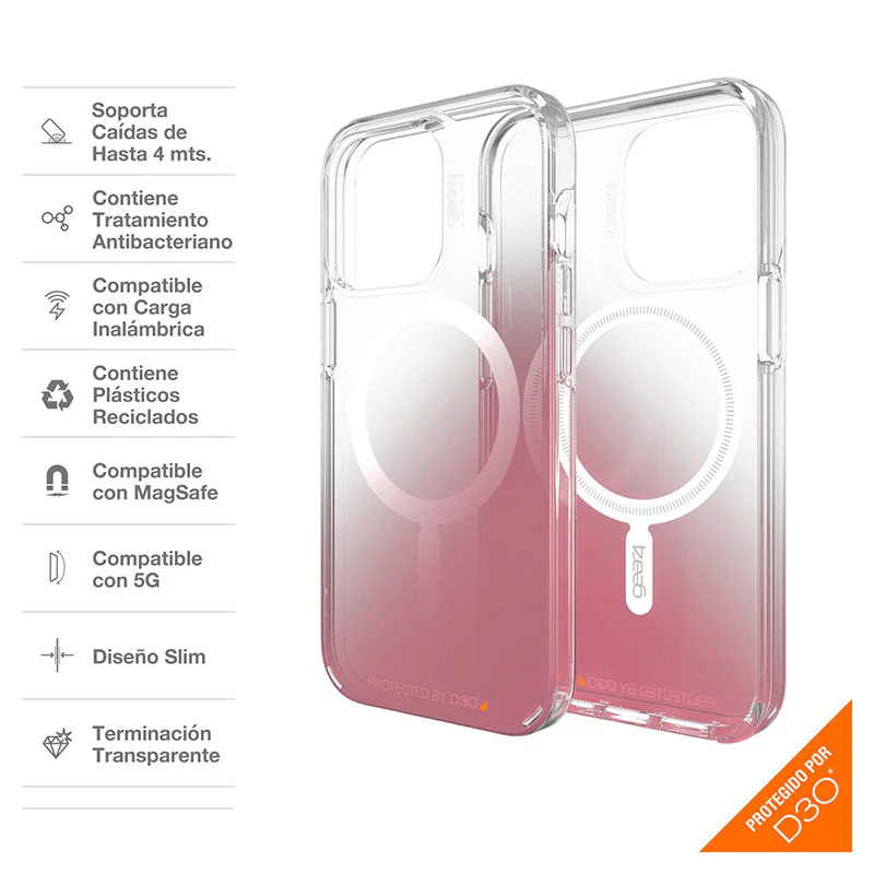CASE GEAR4 MILAN SNAP MAGSAFE PARA IPHONE 13 PRO - CLEAR/ROSA - Image 3
