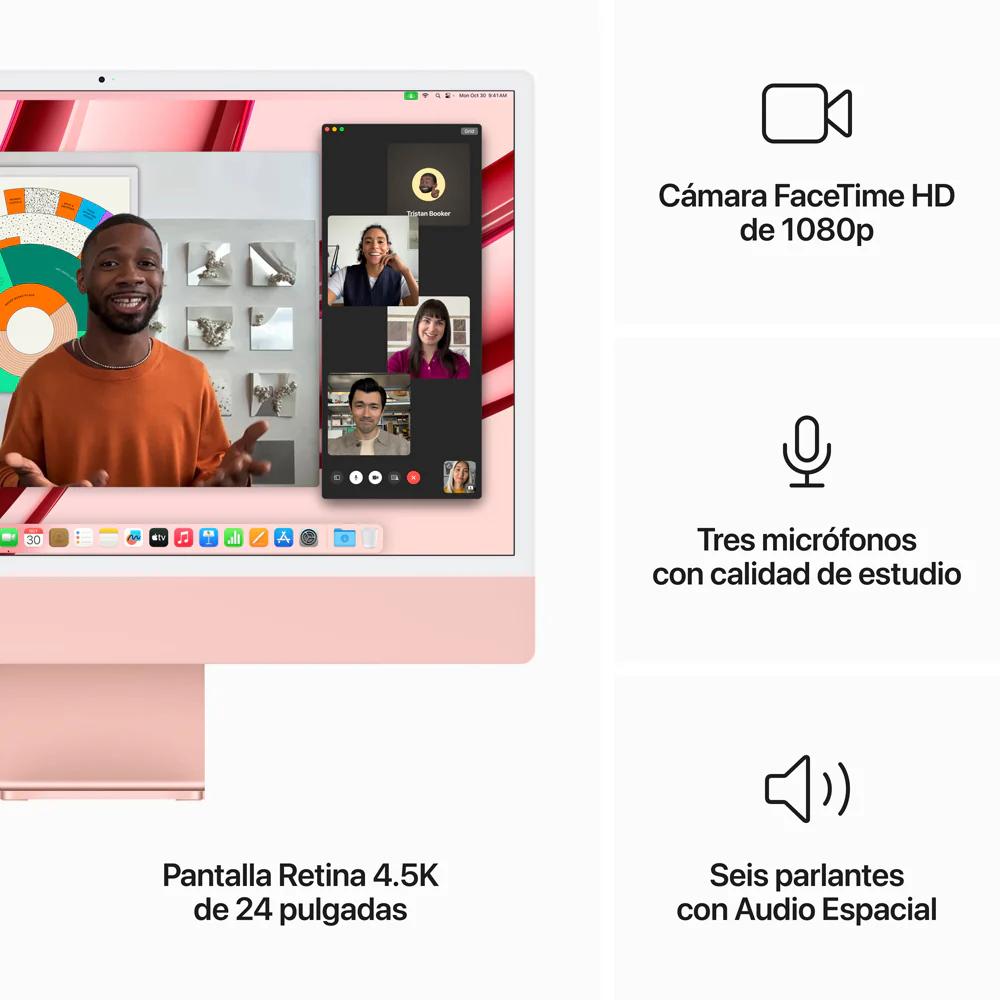 iMac con pantalla Retina 4,5K de 24 pulgadas: Chip M3 de Apple con CPU de 8 núcleos y GPU de 8 núcleos, 256 GB SSD - Rosa - Image 5
