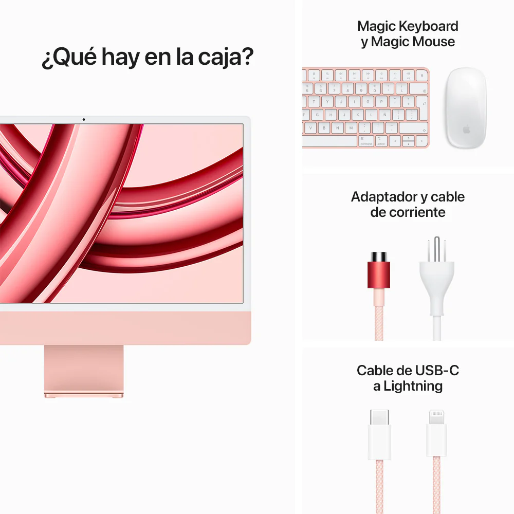 iMac con pantalla Retina 4,5K de 24 pulgadas: Chip M3 de Apple con CPU de 8 núcleos y GPU de 8 núcleos, 256 GB SSD - Rosa - Image 9