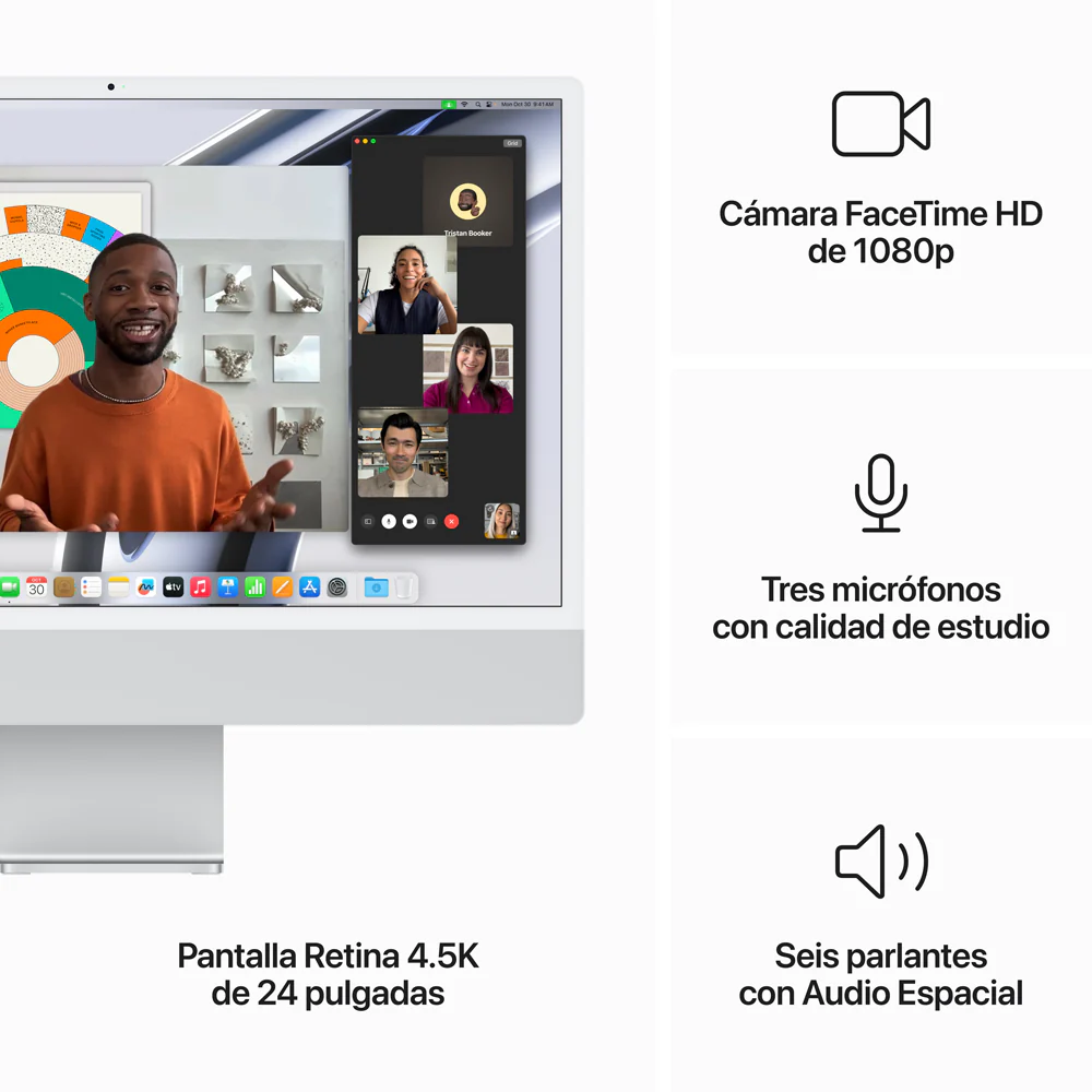 iMac con pantalla Retina 4,5K de 24 pulgadas: Chip M3 de Apple con CPU de 8 núcleos y GPU de 10 núcleos, 512 GB SSD - Plata - Image 5