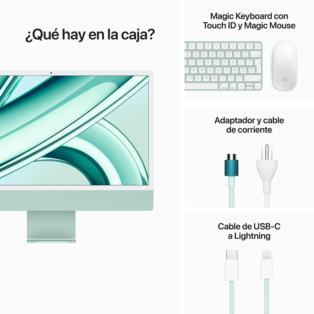 iMac con pantalla Retina 4,5K de 24 pulgadas: Chip M3 de Apple con CPU de 8 núcleos y GPU de 10 núcleos, 256 GB SSD - Verde - Image 9