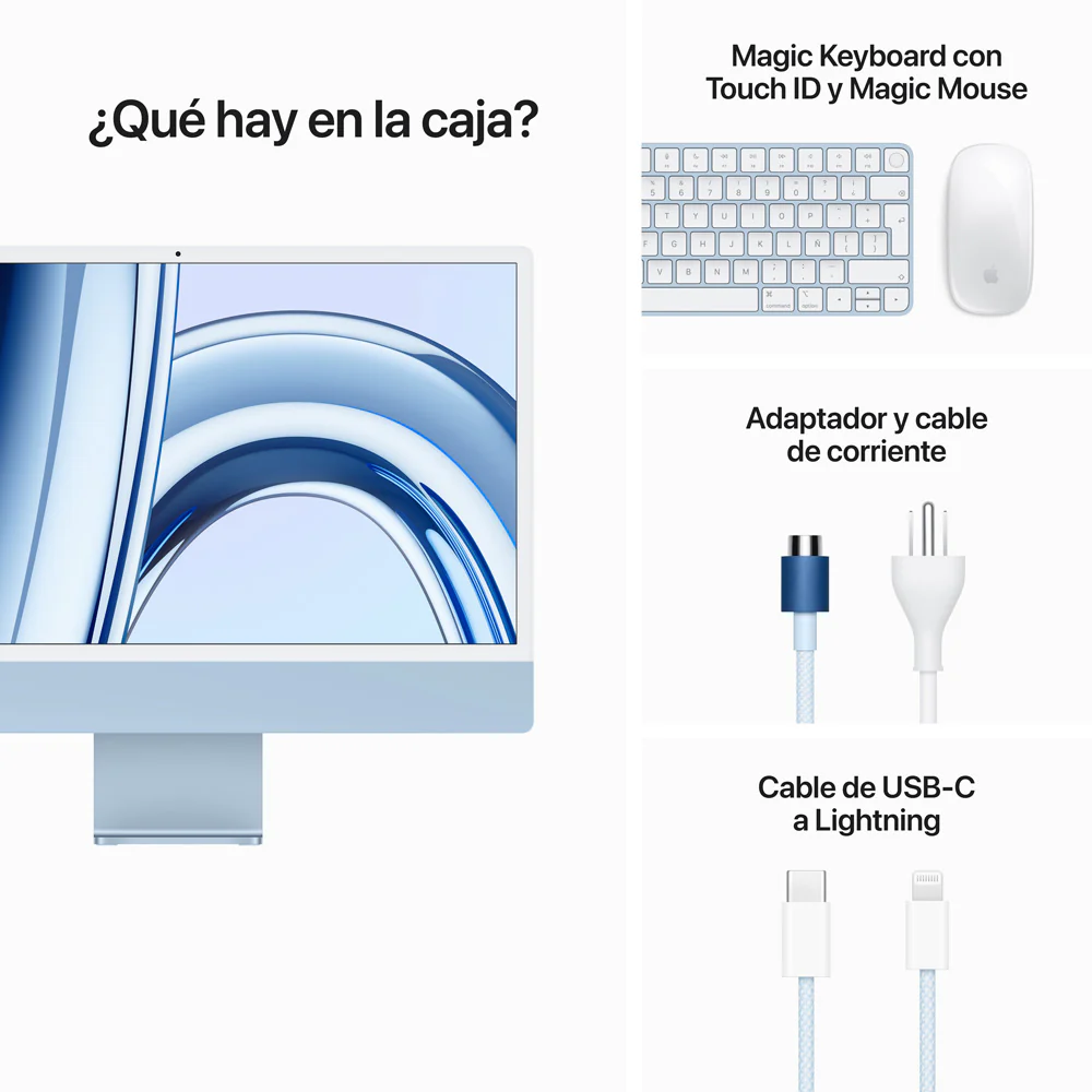 iMac con pantalla Retina 4,5K de 24 pulgadas: Chip M3 de Apple con CPU de 8 núcleos y GPU de 10 núcleos, 256 GB SSD - Azul - Image 9