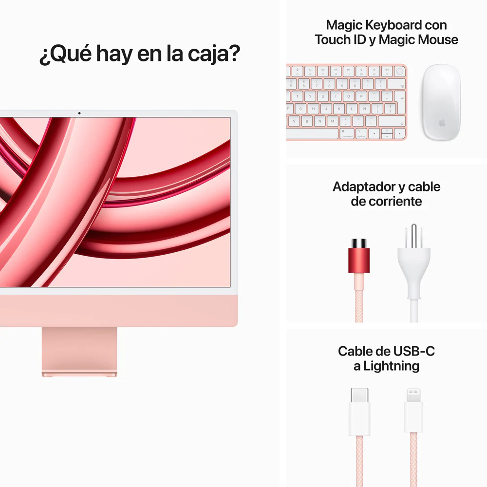 iMac con pantalla Retina 4,5K de 24 pulgadas: Chip M3 de Apple con CPU de 8 núcleos y GPU de 10 núcleos, 256 GB SSD - Rosa - Image 9