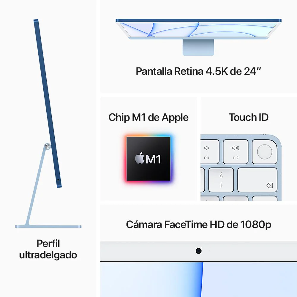 iMac con pantalla Retina 4,5K de 24 pulgadas: Chip M1 de Apple con CPU de ocho núcleos y GPU de ocho núcleos, 256 GB SSD - Plata - Image 6