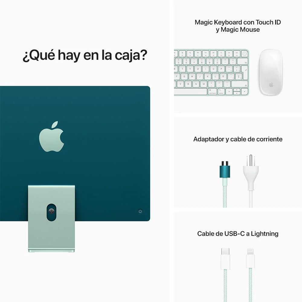 iMac con pantalla Retina 4,5K de 24 pulgadas: Chip M1 de Apple con CPU de ocho núcleos y GPU de ocho núcleos, 512 GB SSD - Verde - Image 9