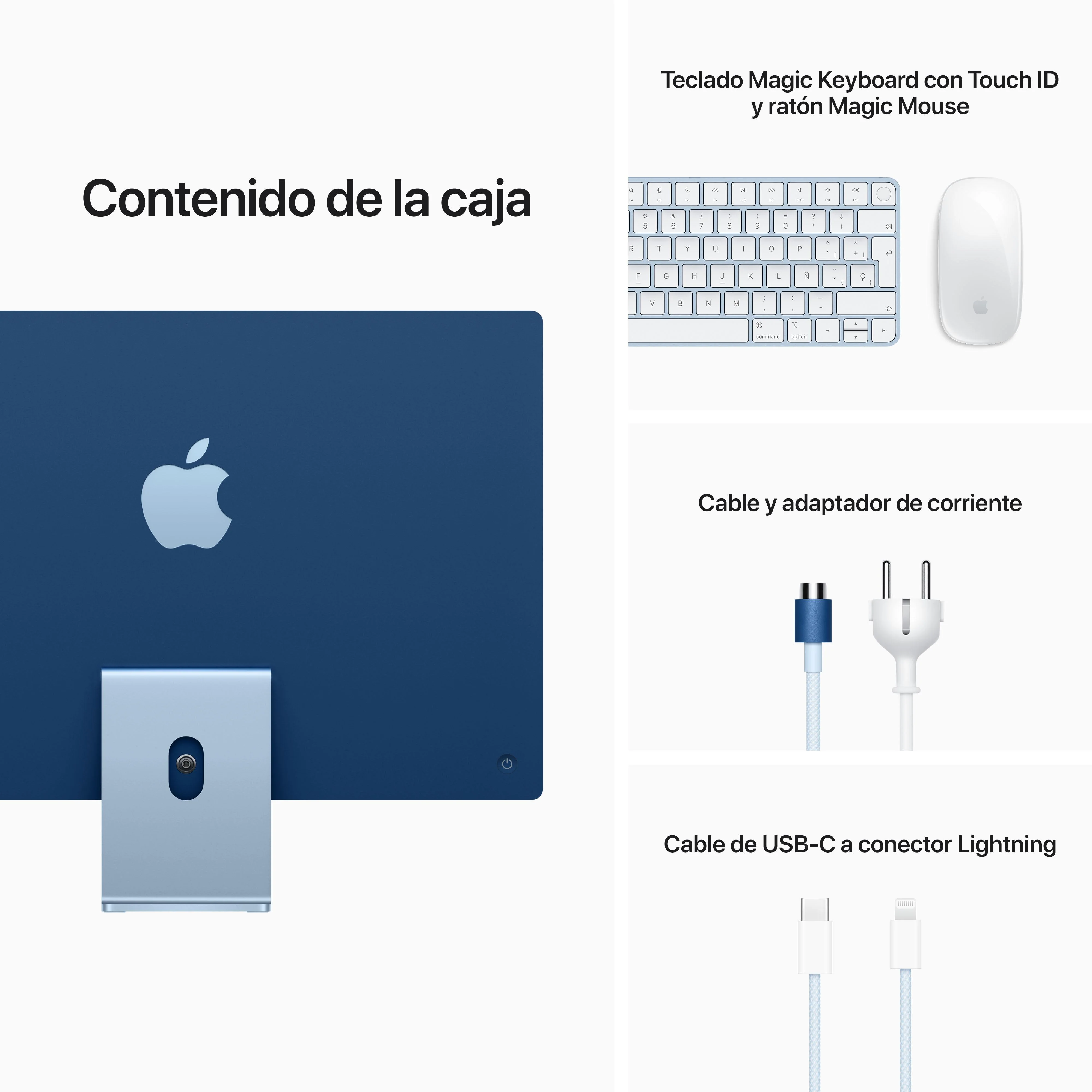 iMac con pantalla Retina 4,5K de 24 pulgadas: Chip M1 de Apple con CPU de ocho núcleos y GPU de ocho núcleos, 512 GB SSD - Azul - Image 9