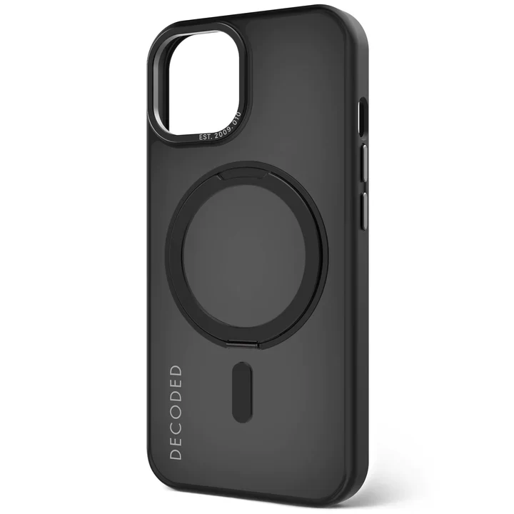Case de soporte de lazo transparente de plastico reciclado para iPhone 15 -  Negro Esmerilado - Image 3