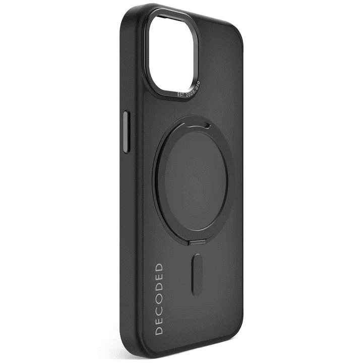 Case de soporte de lazo transparente de plastico reciclado para iPhone 15 -  Negro Esmerilado - Image 4