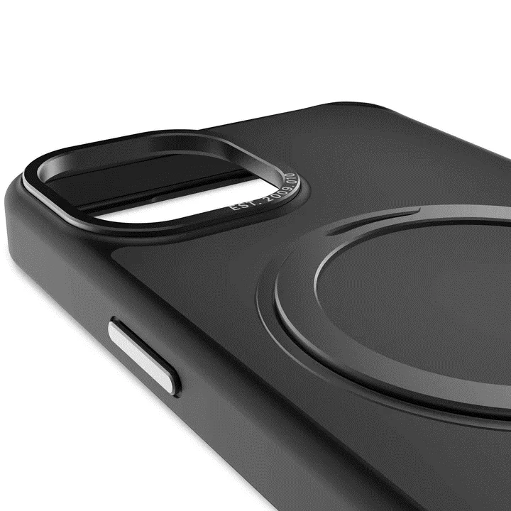 Case de soporte de lazo transparente de plastico reciclado para iPhone 15 -  Negro Esmerilado - Image 6