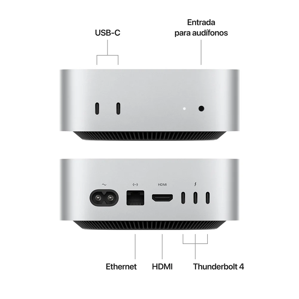 Mac mini: Chip M4 de Apple con CPU de 10 núcleos y GPU de 10 núcleos, 512 GB SSD - Plata - Image 2