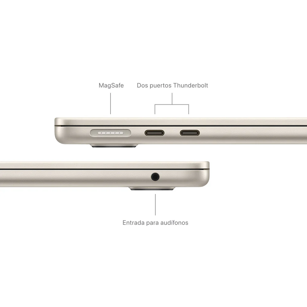 MacBook Air de 13 pulgadas: Chip M3 de Apple con CPU de 8 núcleos y GPU de 10 núcleos, 512 GB SSD - Blanco estrella - Image 7