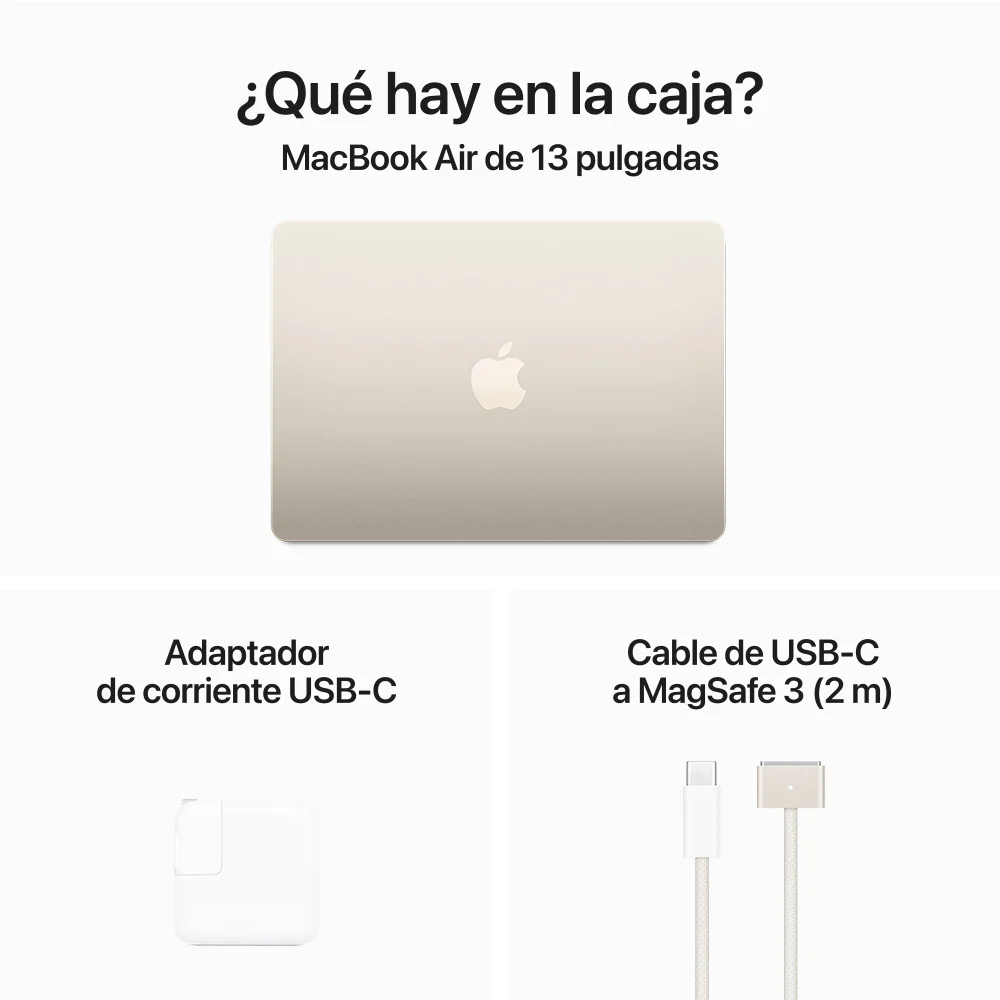 MacBook Air de 13 pulgadas: Chip M3 de Apple con CPU de 8 núcleos y GPU de 10 núcleos, 512 GB SSD - Blanco estrella - Image 9