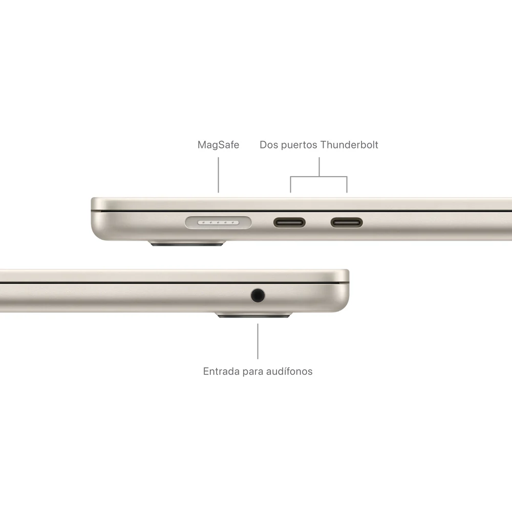 MacBook Air de 15 pulgadas: Chip M3 de Apple con CPU de 8 núcleos y GPU de 10 núcleos, 256 GB SSD - Blanco estrella - Image 7