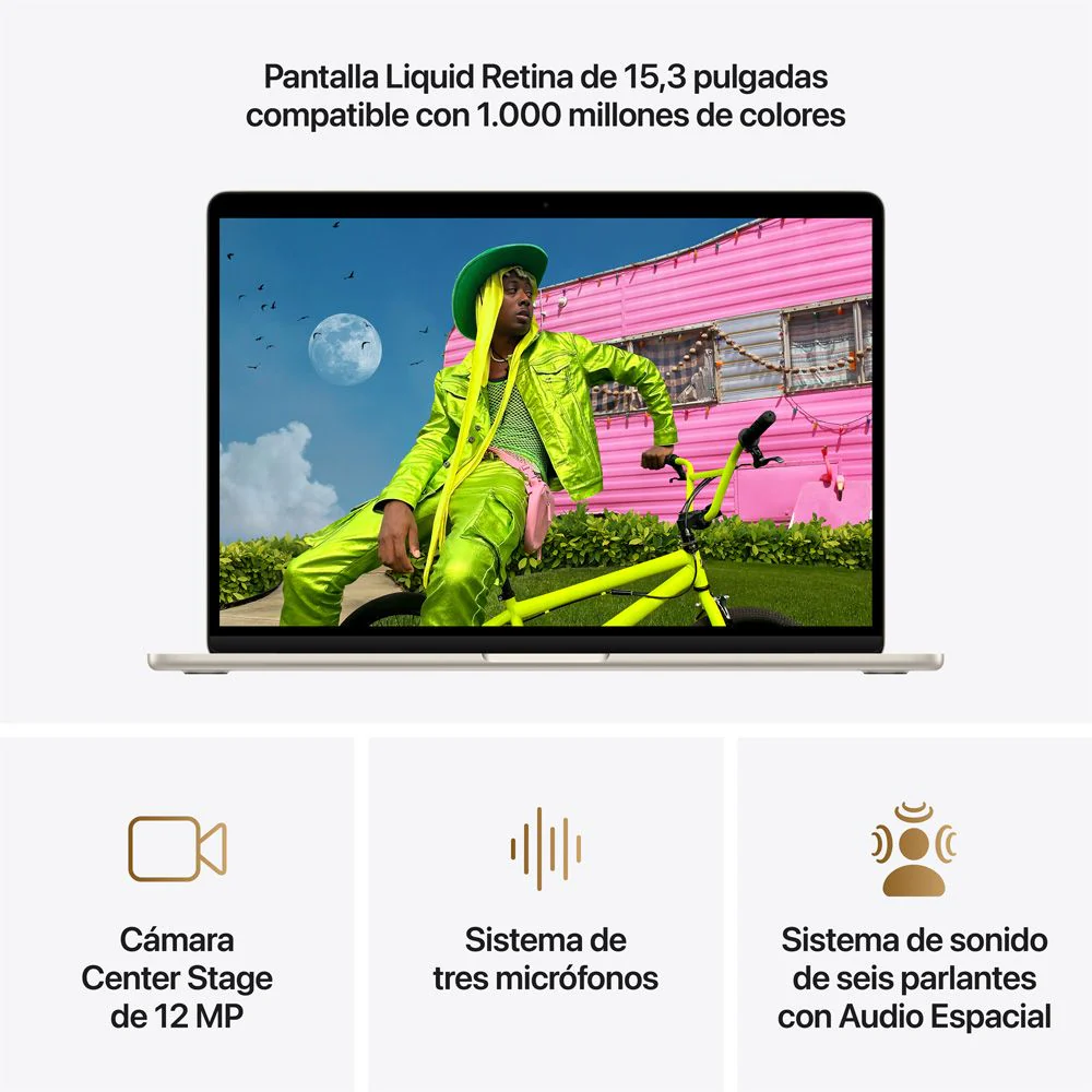 MacBook Air de 15 pulgadas: Chip M5 de Apple con CPU de 10 núcleos y GPU de 10 núcleos, 1 TB SSD - Blanco estrella - Image 5