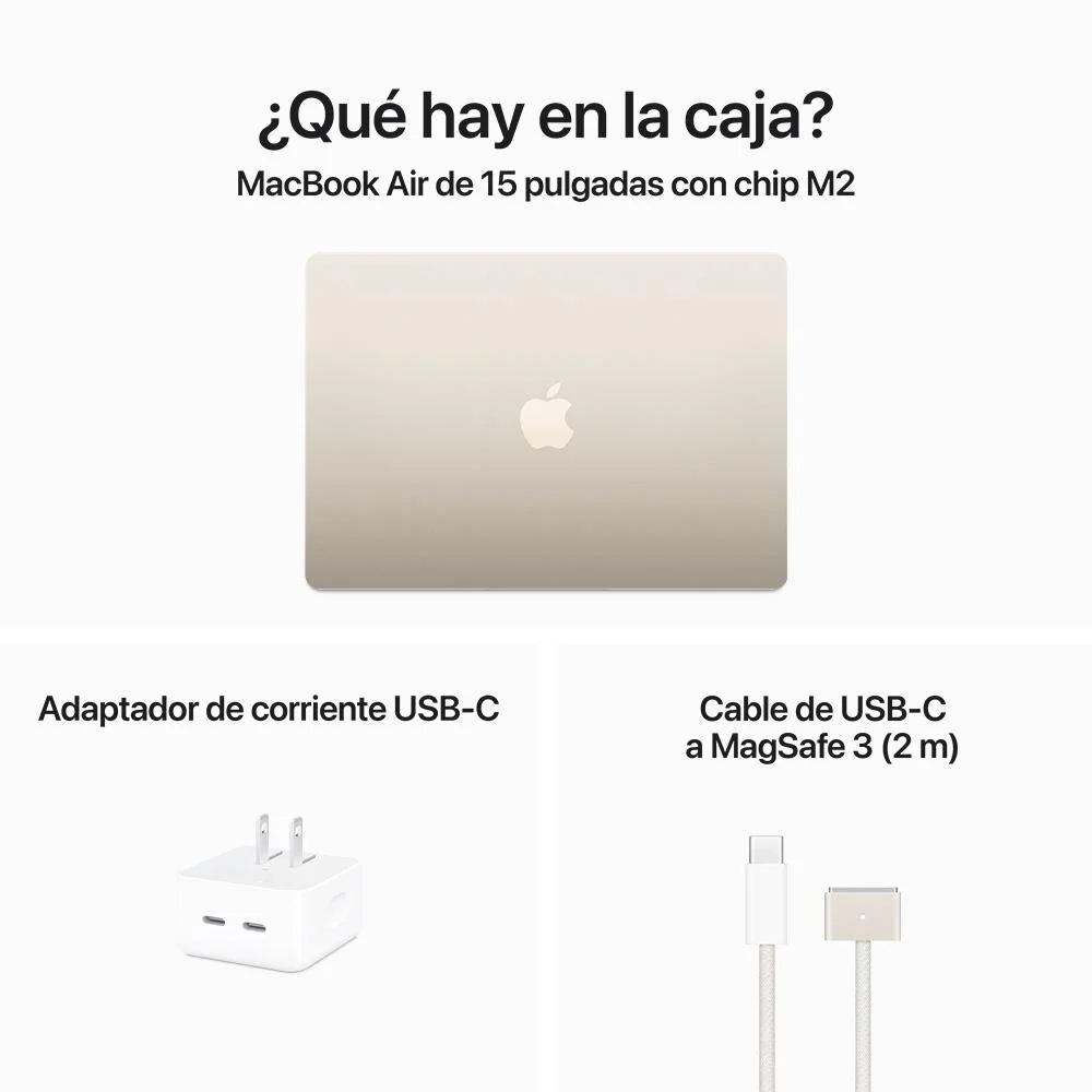 MacBook Air de 15 pulgadas: Chip M2 de Apple con CPU de ocho núcleos y GPU de diez núcleos, 256 GB SSD - Blanco estrella - Image 12